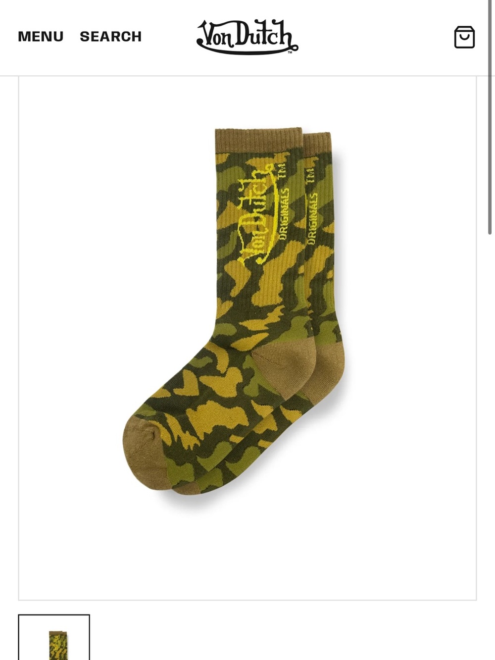 Von Dutch Olive & Khaki Camo Crew Socks